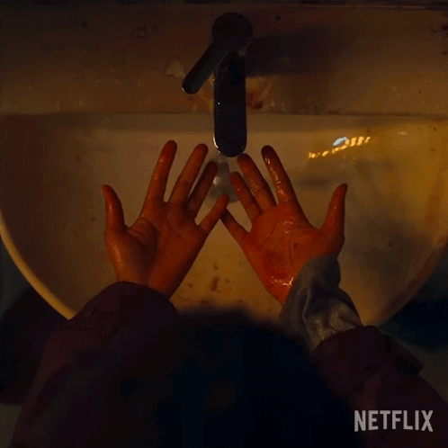 Person Washing Hands With Netflix GIF