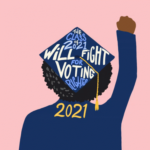 Person Wearing Graduation Cap Will Fight for Voting