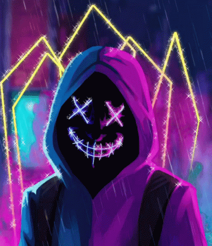 Person Wearing Hoodie With Neon Smiley GIF
