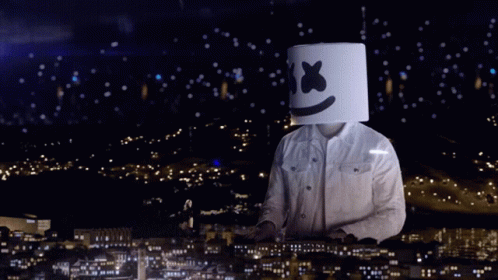 Person Wearing Marshmallow Head With Smiley Face GIF