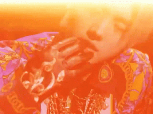 Person Wearing Purple and Orange Versace Shirt
