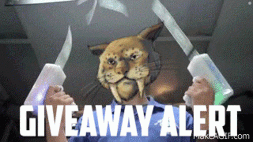 Person With Cat On Face Holding Knives Giveaway Alert GIF