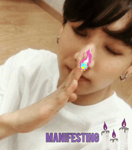 Person With Flame on Nose Manifesting in Purple