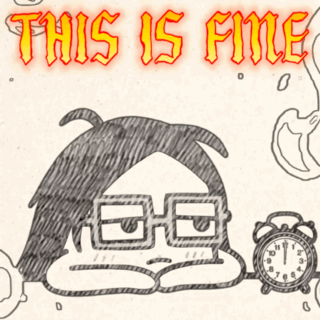 Person With Glasses and Alarm Clock Saying This Is Fine