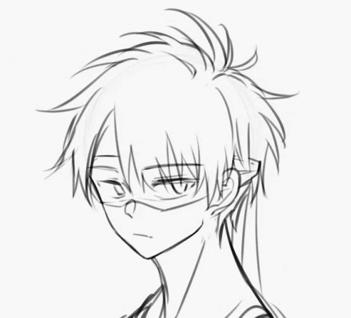 Person with Glasses Black and White Drawing