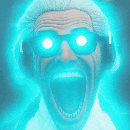 Person with Glowing Blue Eyes