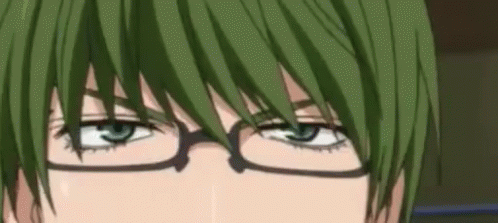 Person with Green Hair and Glasses