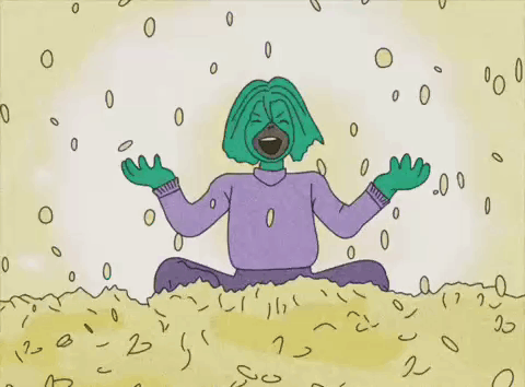 Person with Green Hair Laughing