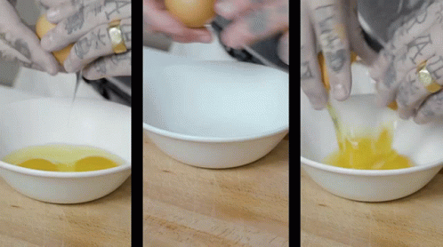 Person With Hand Tattoo Mixing Yellow Liquid in Bowl