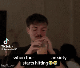 Person with Hat and Anxiety Caption