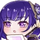 Person with Purple Hair and Eyes Holding Phone
