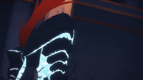 Person with Red Cape and Blue Glow