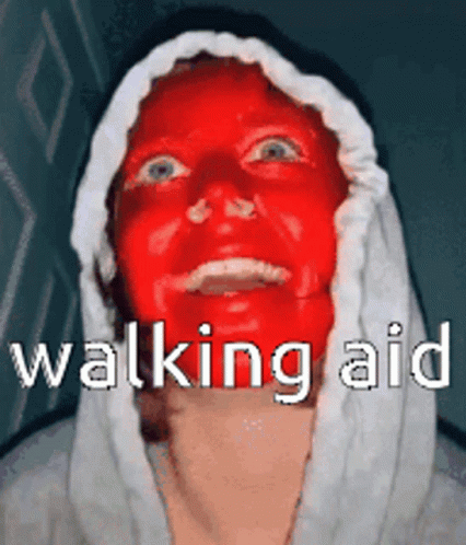 Person With Red Mask Walking Aid GIF
