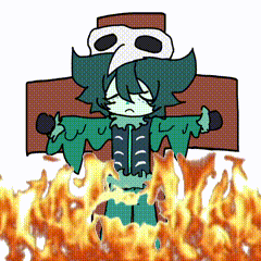 Person With Skull Head Surrounded By Flames GIF