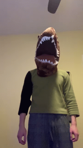 Person With Stuffed Shark Head GIF