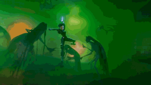Person With Sword in Dark Room