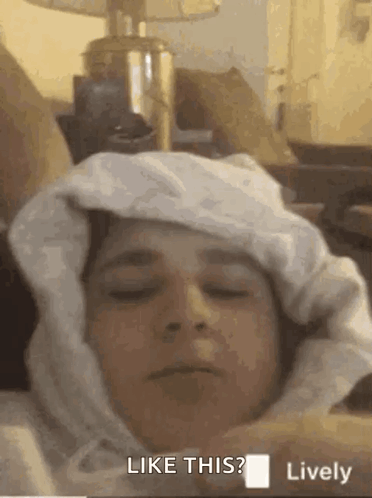 Person With White Blanket On Head Says Like This GIF