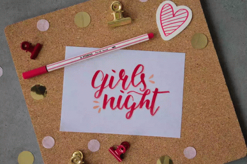 Person Writing Girls Night With Pink Marker