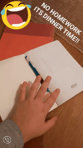 Person Writing No Homework It's Dinner Time