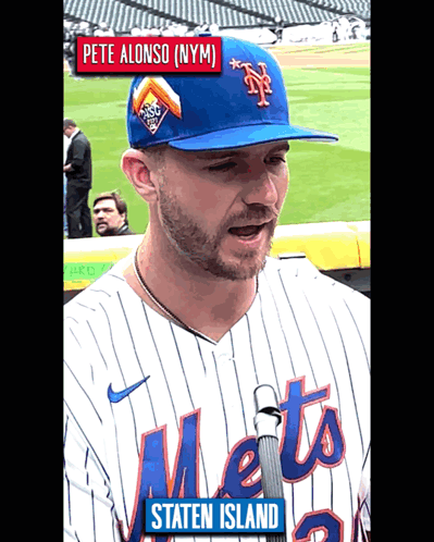 Pete Alonso Mets Player Wearing Blue Cap