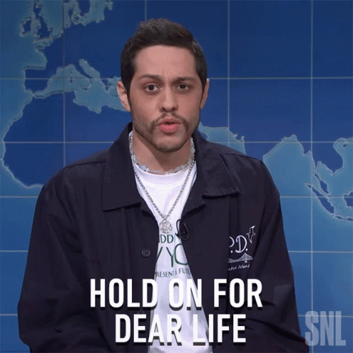 Pete Davidson Holding On For Dear Life GIF