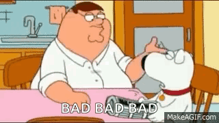 Peter Griffin And Brian Sitting At Table With Dog GIF