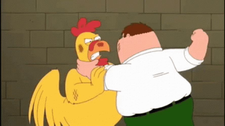 Peter Griffin And Chicken Fighting GIF
