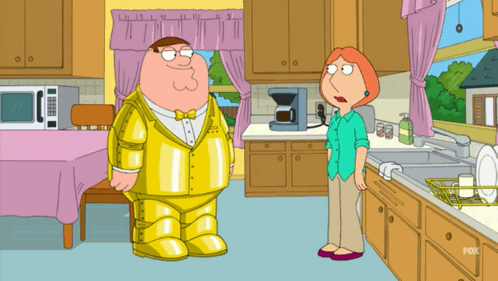 Peter Griffin And Lois Griffin Are Standing In A Kitchen GIF