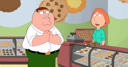 Peter Griffin And Lois Griffin In A Cookie Shop GIF