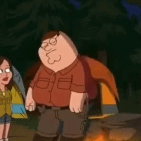 Peter Griffin and Woman by Tent in Woods