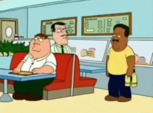 Peter Griffin at Diner With Man Standing