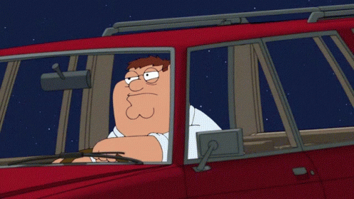 Peter Griffin Driving Red SUV at Night