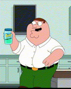 Peter Griffin From Family Guy Is Holding A Bottle Of Sprite GIF