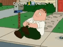 Peter Griffin From Family Guy Is Laying On The Sidewalk In Front Of A Mailbox GIF