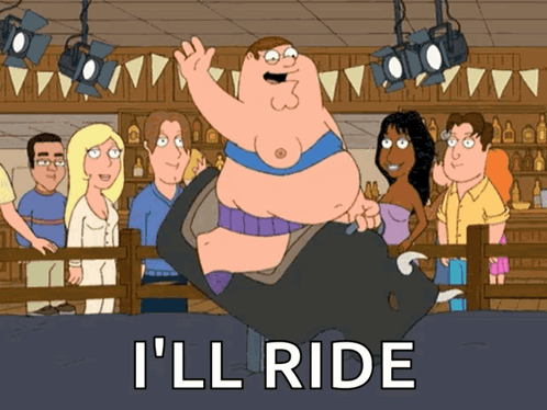 Peter Griffin From Family Guy Is Riding A Bull In A Rodeo GIF