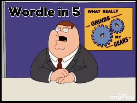 Peter Griffin From Family Guy Is Sitting In Front Of A Sign That Says " Grinds My Gears " GIF