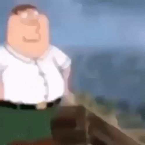Peter Griffin From Family Guy Is Sitting On A Rock Looking At The Ocean . GIF