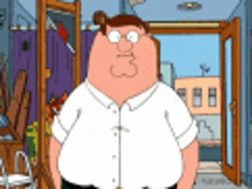 Peter Griffin From Family Guy Is Standing In Front Of An Open Door . GIF