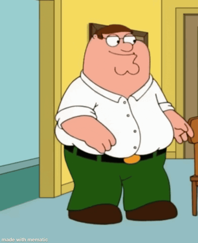 Peter Griffin From Family Guy Is Standing Next To A Cane GIF