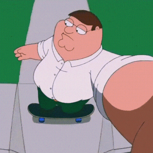 Peter Griffin From Family Guy Rides A Skateboard GIF