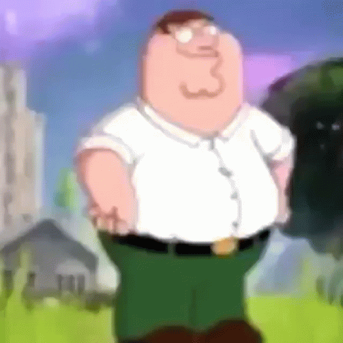 Peter Griffin From The Family Guy Is Standing In A Field With His Hands On His Hips . GIF