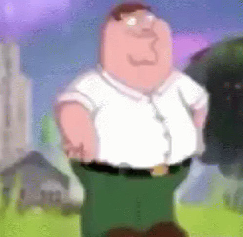 Peter Griffin From The Family Guy Is Standing In A Field With His Hands On His Hips . GIF