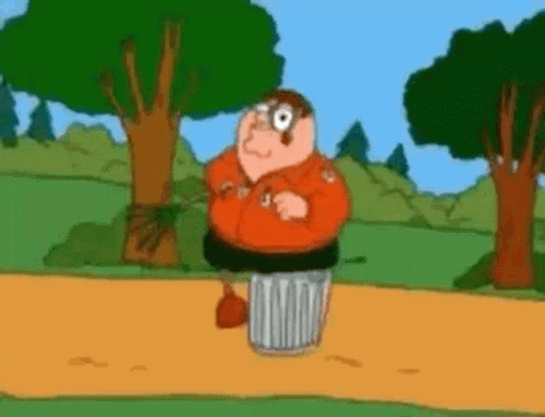 Peter Griffin From The Family Guy Is Standing Next To A Trash Can . GIF
