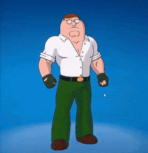 Peter Griffin From The Family Guy Standing In Front Of A Blue Sky GIF