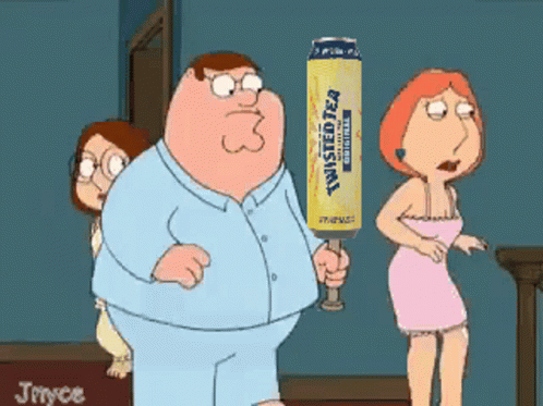 Peter Griffin Holding Twisted Tea Can