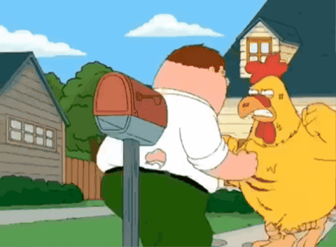 Peter Griffin Is Standing Next To A Mailbox And A Rooster GIF
