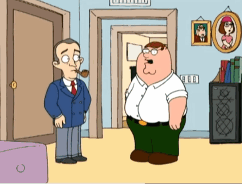 Peter Griffin Is Talking To A Man With A Pipe In His Mouth GIF