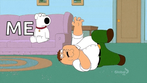 Peter Griffin Laying on Floor With Me