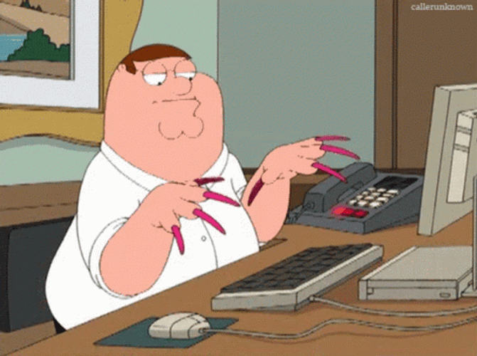 Peter Griffin Long Nails Typing Fast GIF