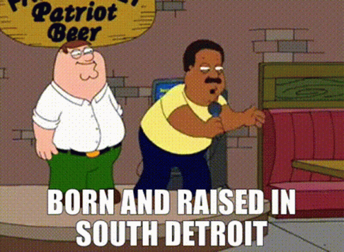 Peter Griffin Next to Singer with Born and Raised South Detr